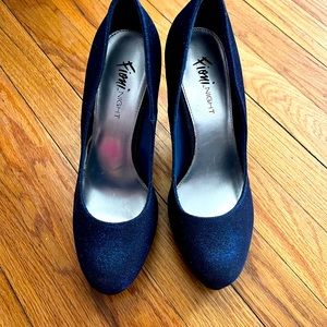 Navy Blue Glitter Heels